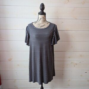 LC Lauren Conrad Striped Ribbed Knit Swing Dress Size Large